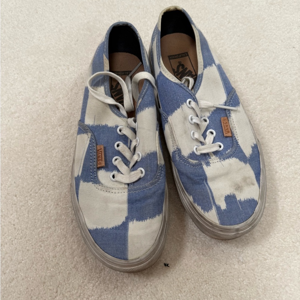 Vans Blue and White Checkered Sneakers